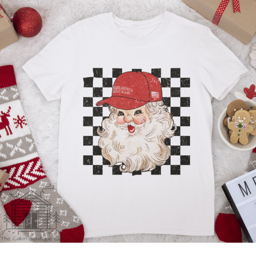 Santa MAGA Hat White T-Shirt - Christmas T-Shirt - Trump Funny T-Shirt - Funny Christmas True T-Shirt