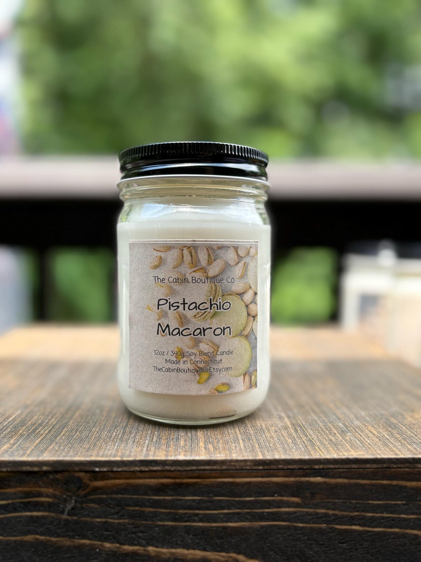 Pistachio Macaron Scented Candle - Almond - Toasted Pistachio - Vanilla Bean - Caramel