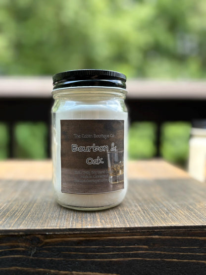 Bourbon & Oak Scented Candle - Burgundy Reserve - Heliotrope - Exotic Oak - Leather