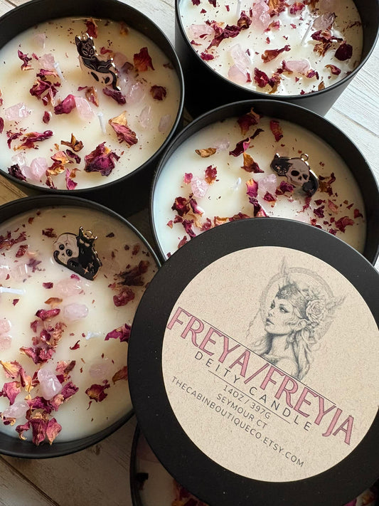 Freya Deity Crystal Candle 14oz