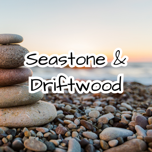 Seastone & Driftwood Scented Candle - Ocean Air - Sea Salt - Driftwood - White Musk
