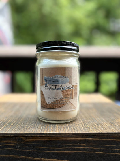 Fluff & Fold Scented Candle - Fresh - Cotton Blossom - Clean Laundry