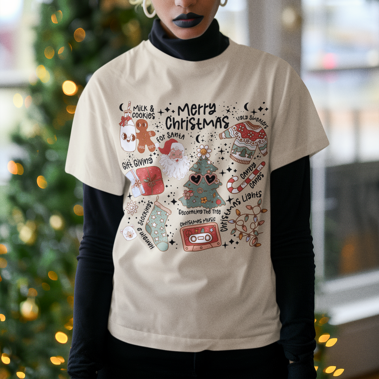 Retro Christmas T-Shirt - Gingerbread - Christmas Tree - Christmas Gift - Trendy Christmas T-Shirt